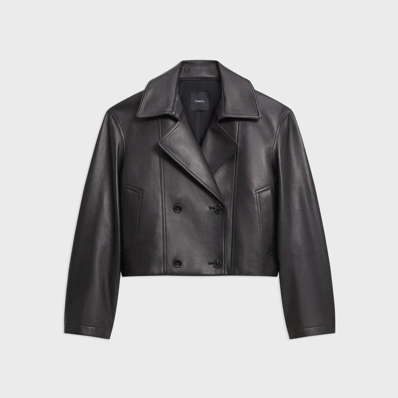 Double-Breasted Crop Trench in Leather 1