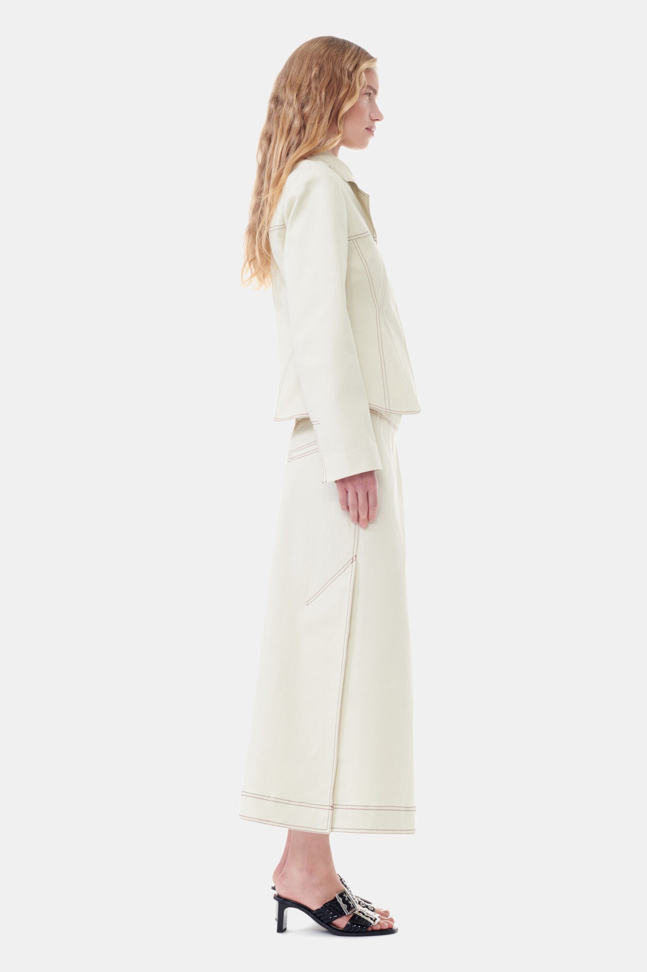 WHITE CANVAS FITTED BLAZER - 4