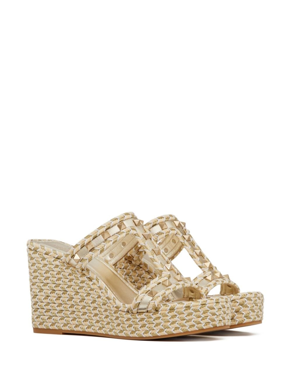 Rockstud 90mm woven wedge sandals - 2