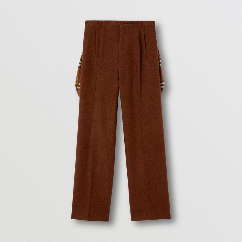 Check Panel Wool Wide-leg Trousers - 1