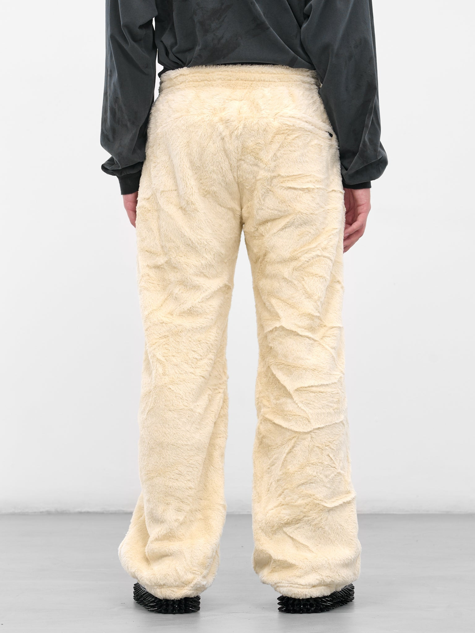 Ivory Skeletal Embroidery Fleece Pants - 3