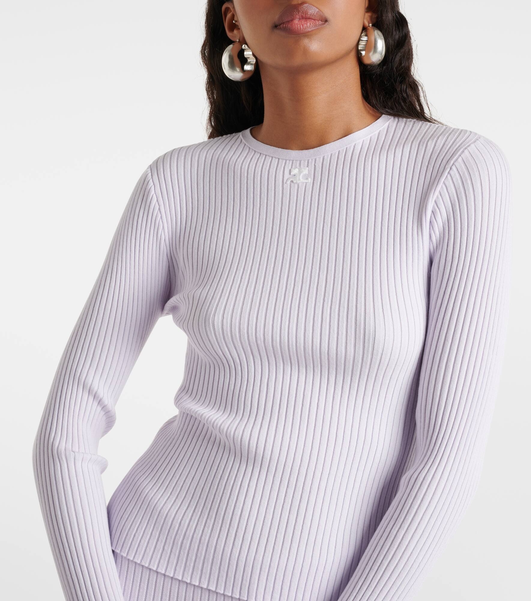 Logo cutout ribbed-knit top - 4