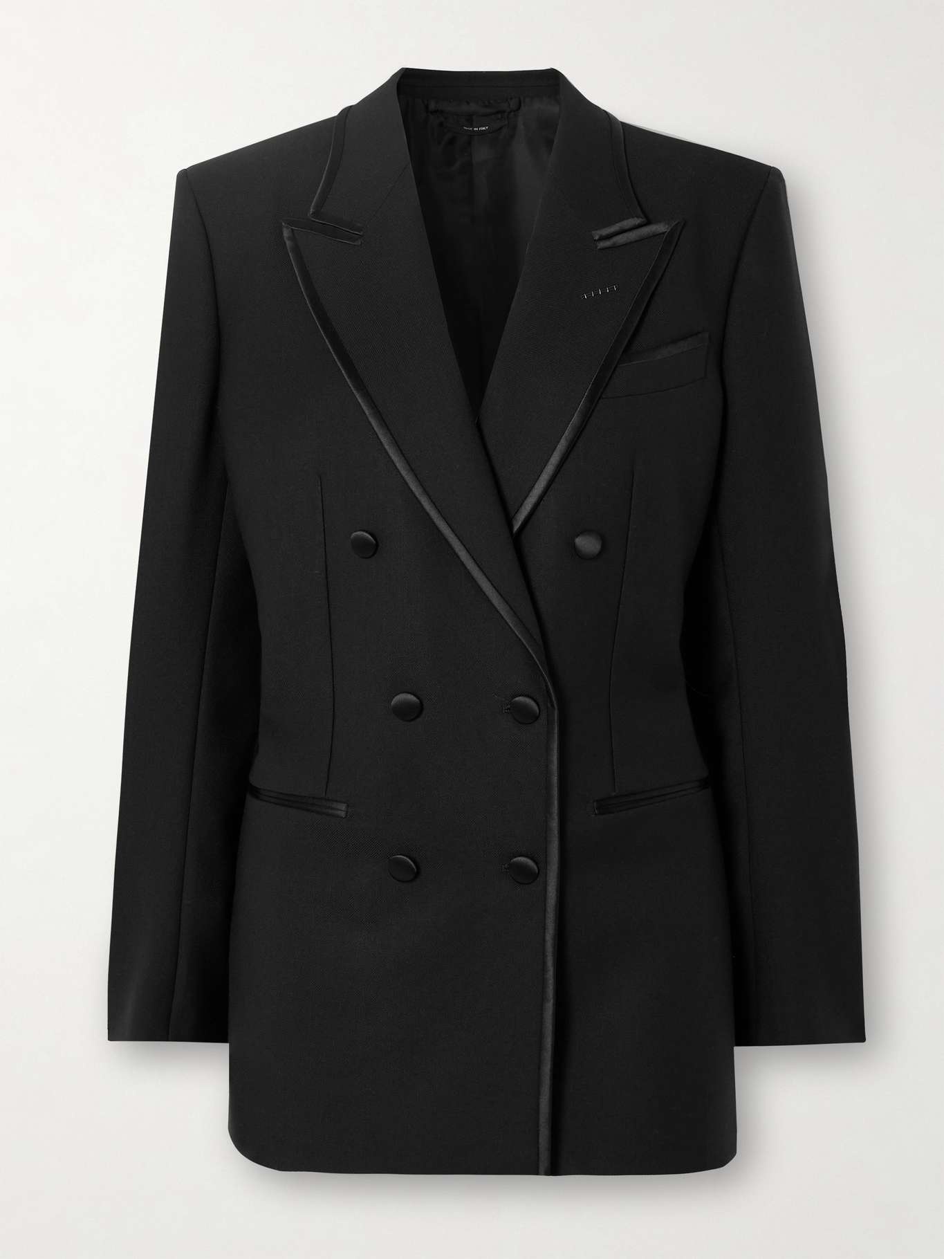 Double-breasted silk-trimmed wool, mohair and silk-blend blazer - 1