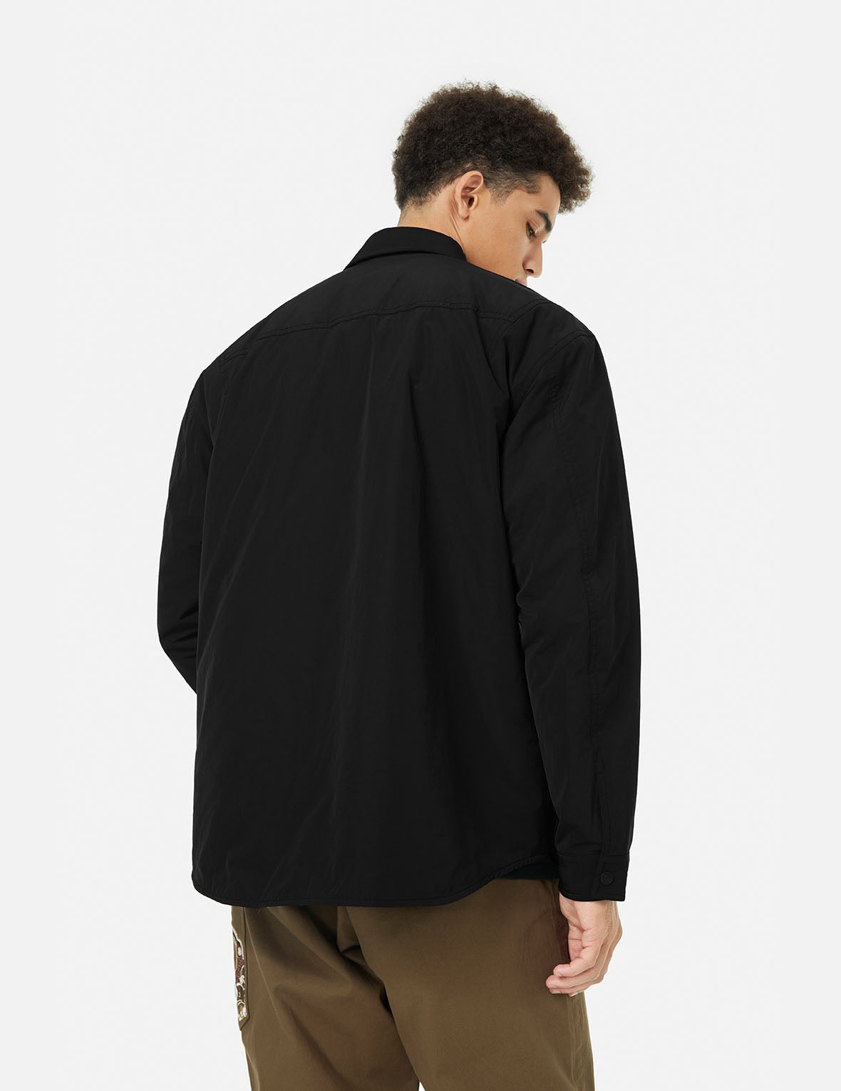Seagull and Wave Embroidery Relax Fit Padded Shirt Jacket - 6