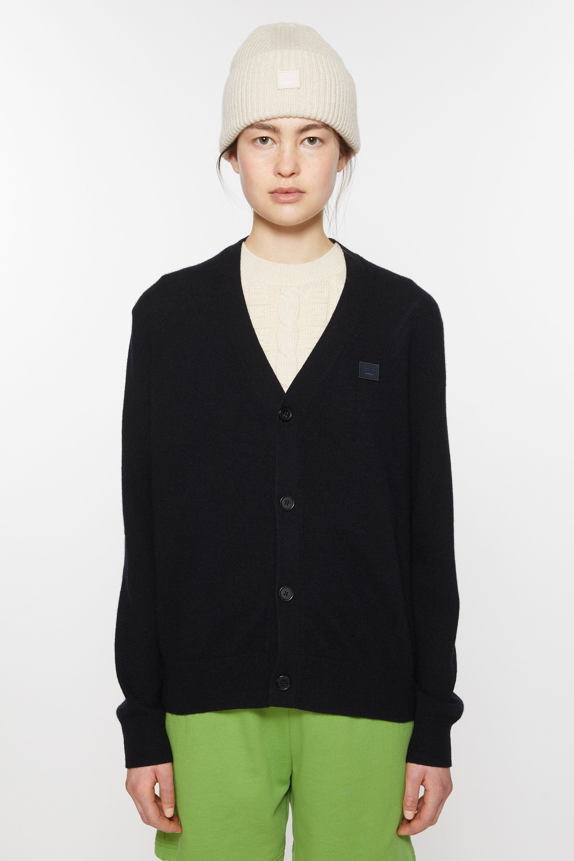 V-neck cardigan - Black - 2