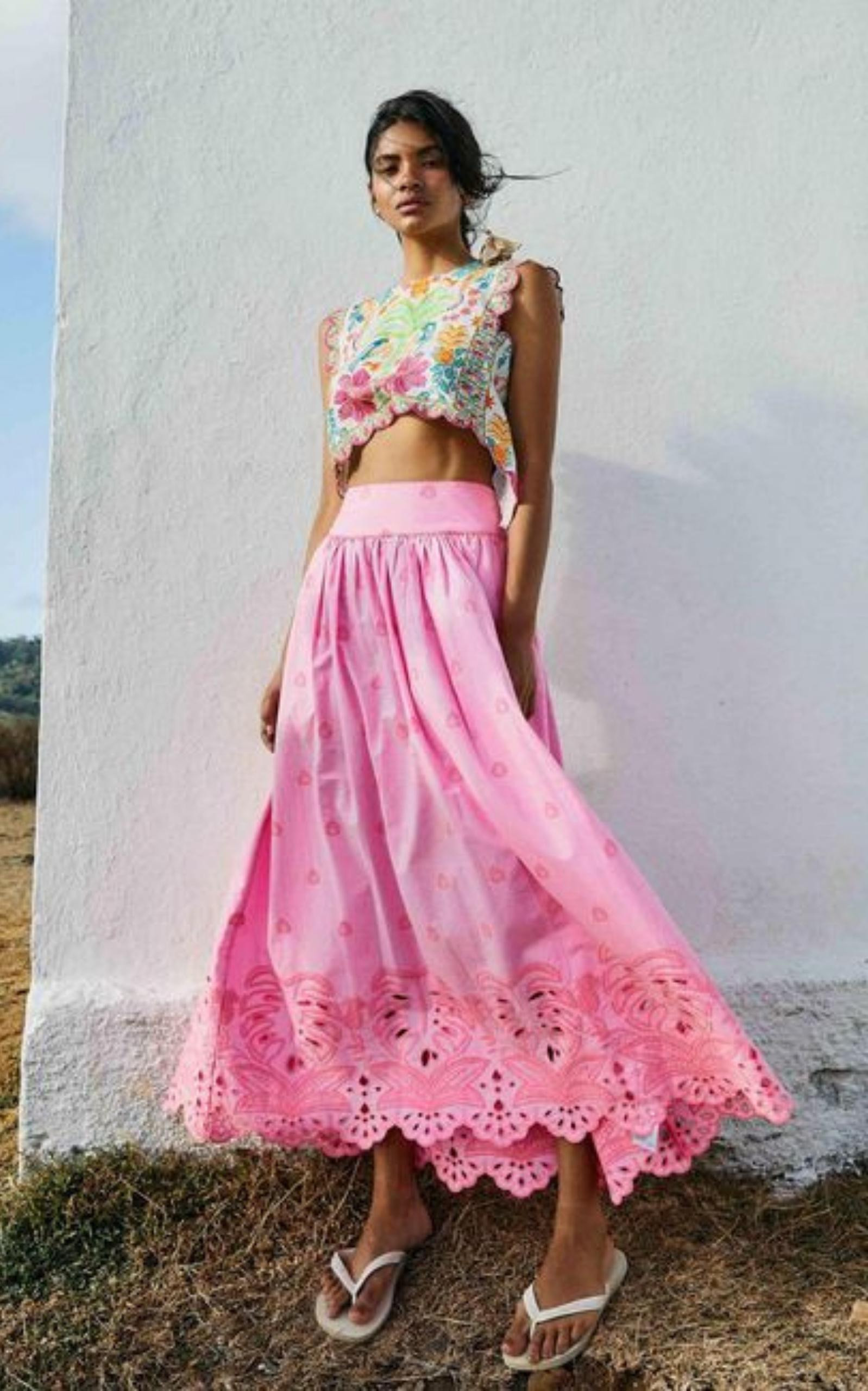 Scalloped Broderie Anglaise Cotton-poplin Maxi Skirt - 2