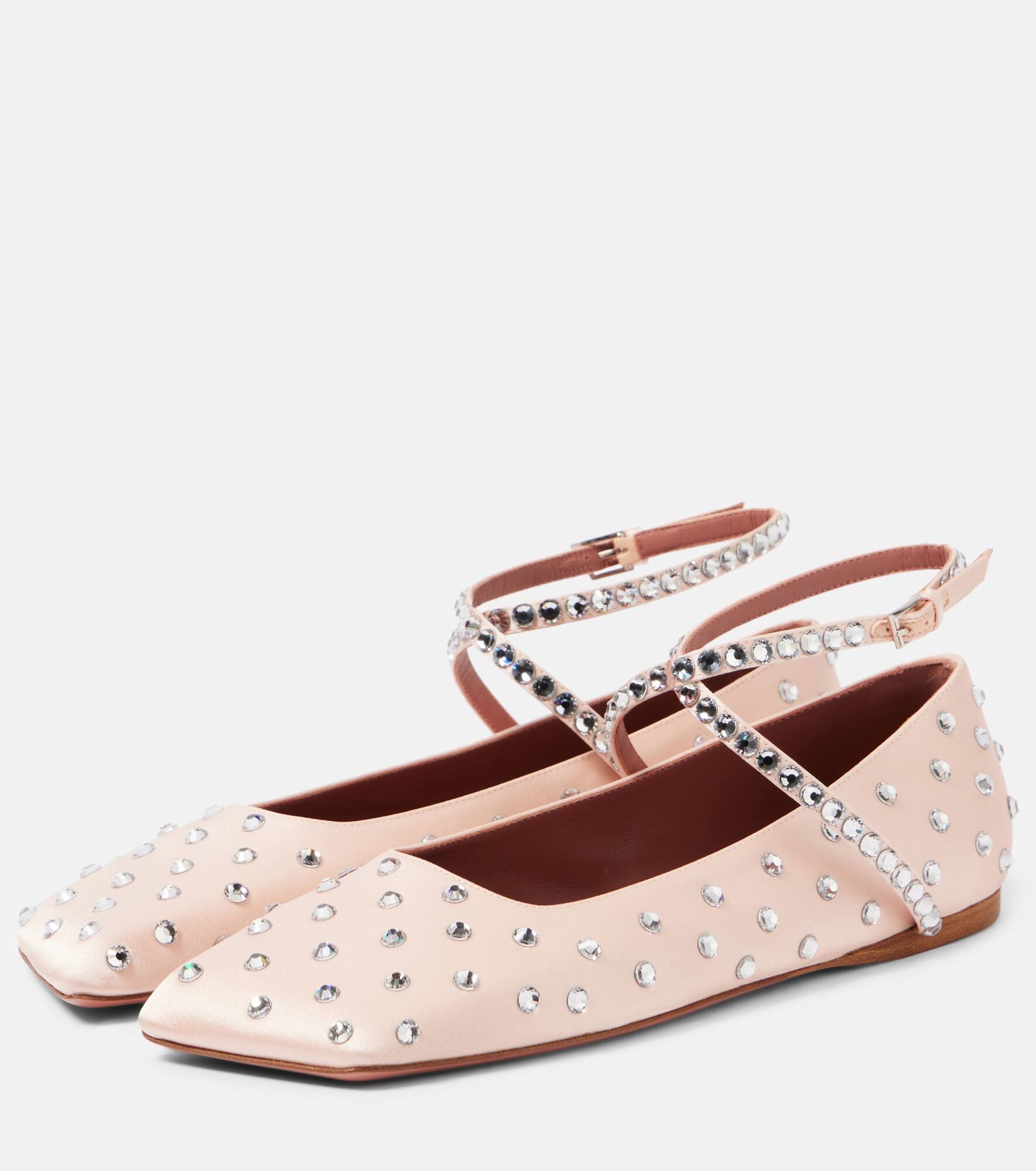 Ane crystal-embellished satin ballet flats - 4