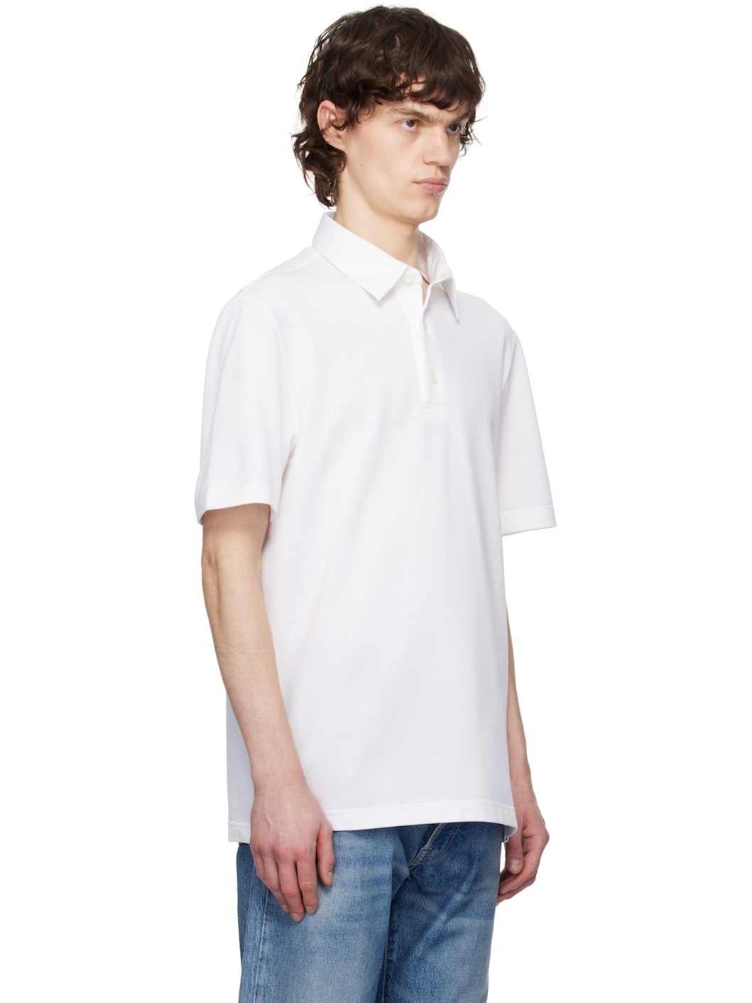 White Cotton Piqué Polo - 2