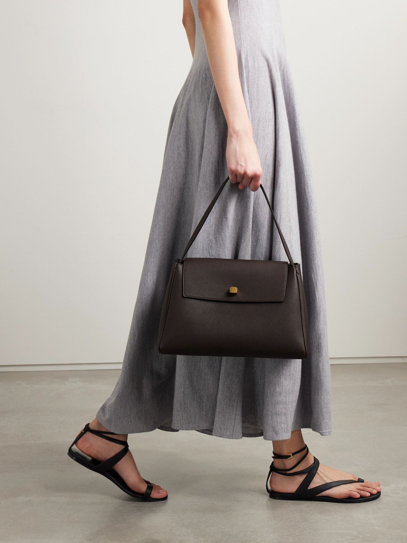 KHAITE Audrey textured-leather tote Brown outlook