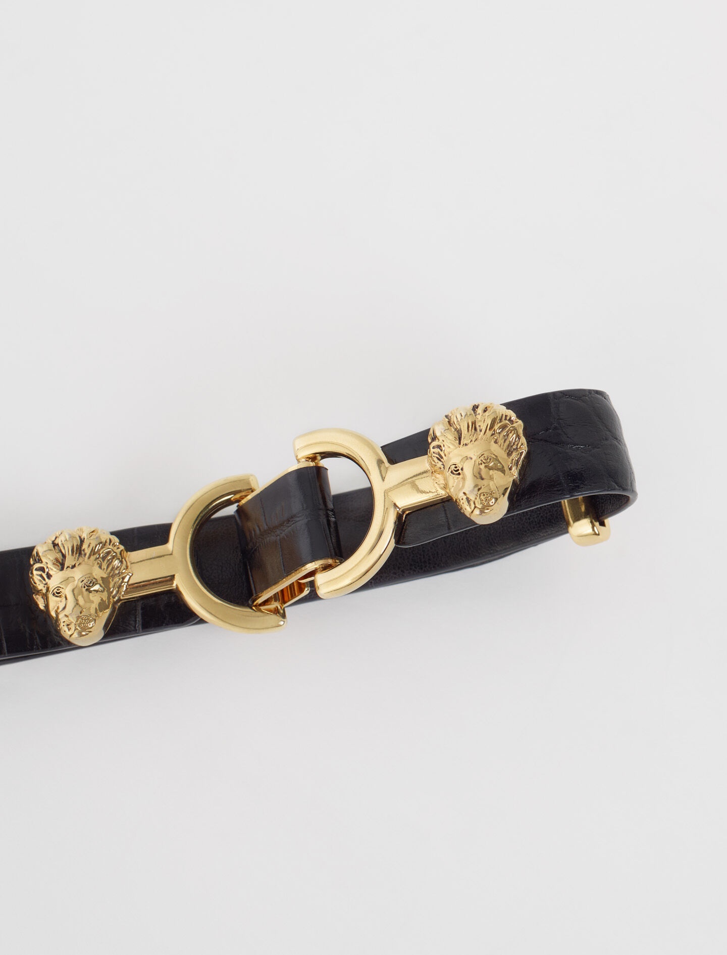 Thin leather belt with lion bit - 3