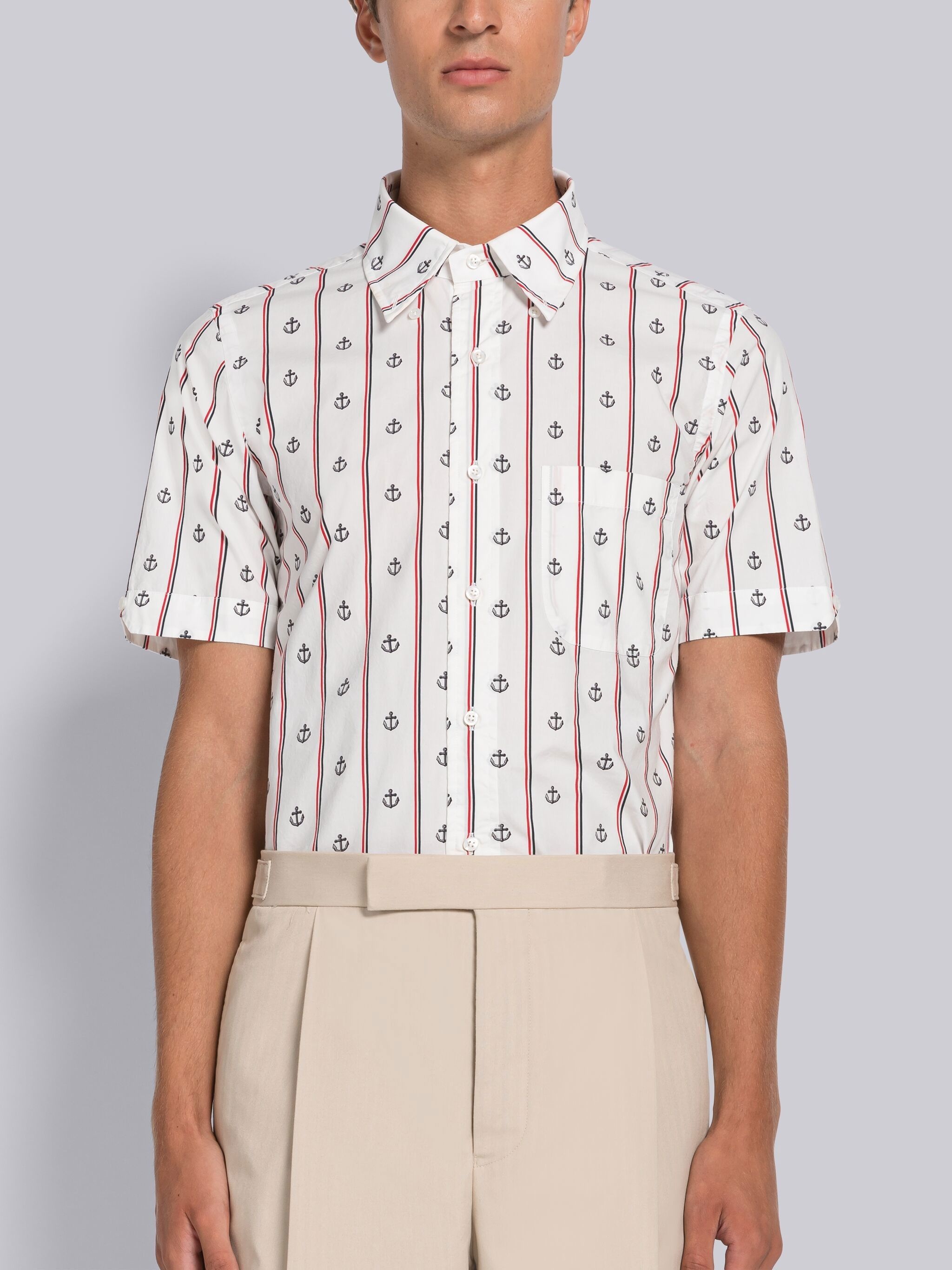 Anchor Print Poplin Short Sleeve Shirt - 1