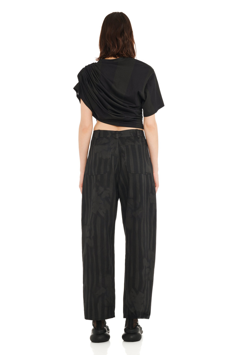 BLACK WAVY FLOWER STRIPE CATCHFLY PANT 4