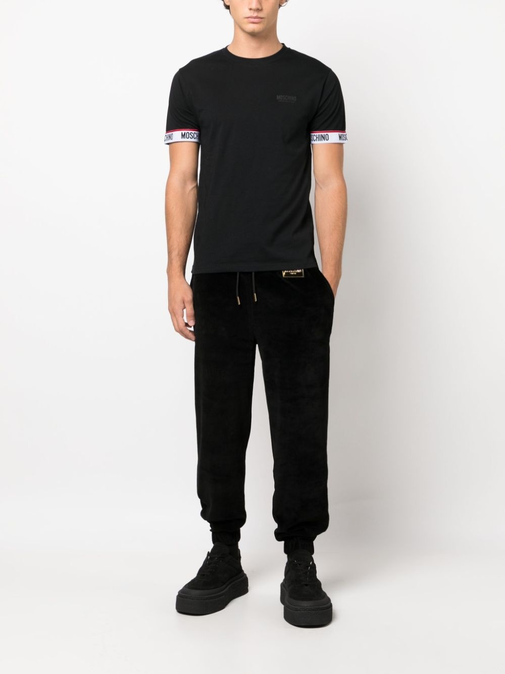 logo-tape detail cotton T-shirt - 2