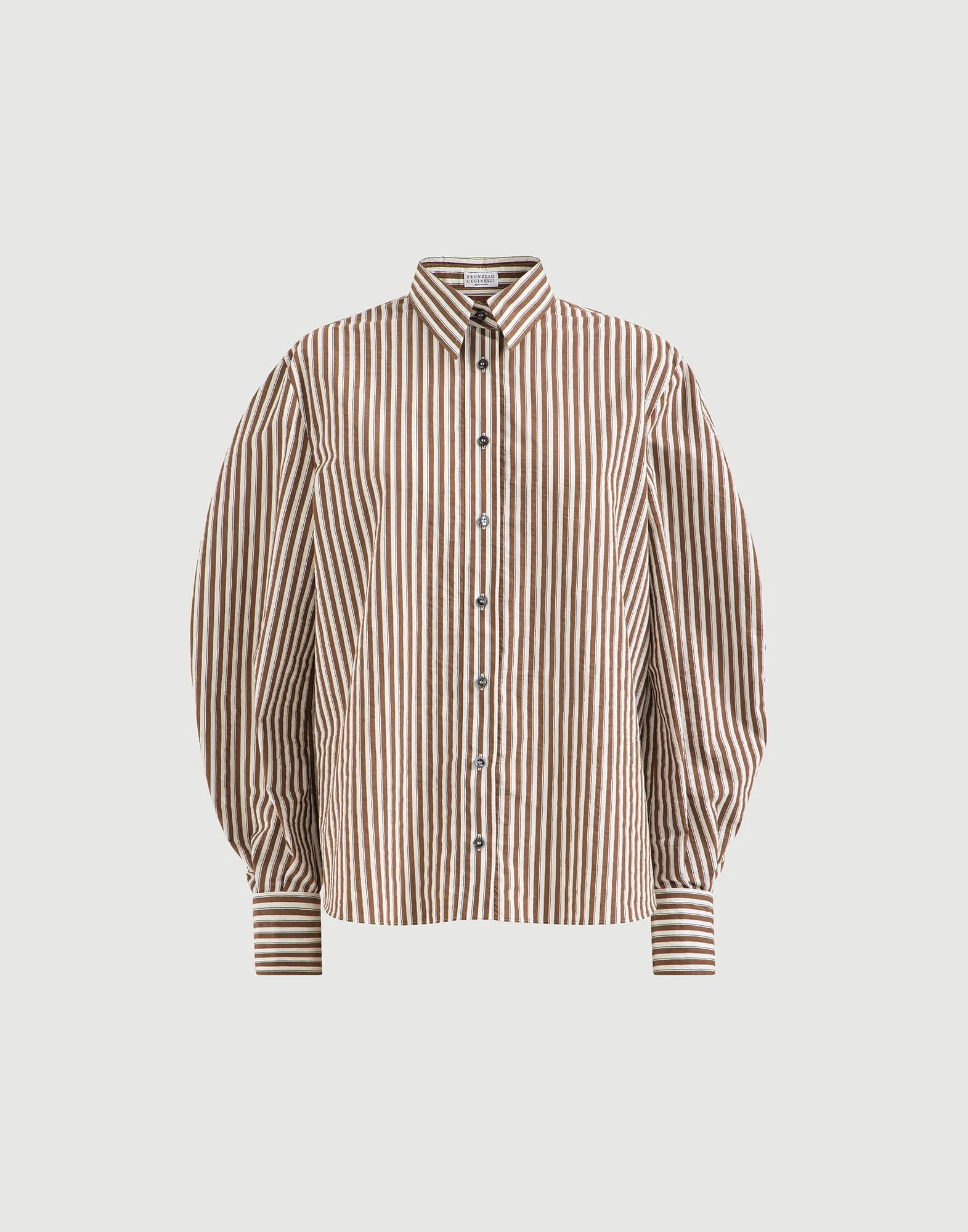 Striped wrinkled poplin shirt with monili - 1