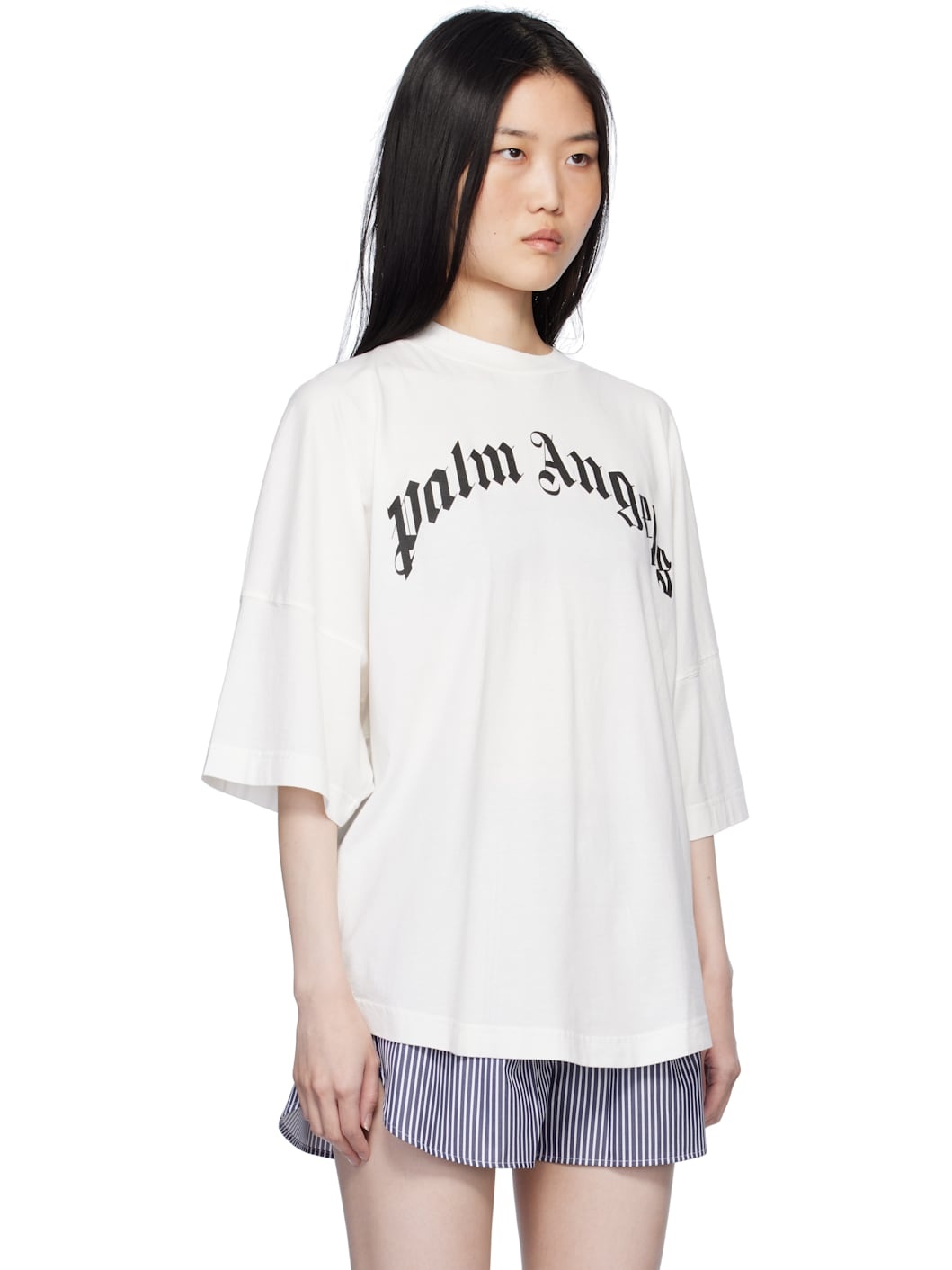 White Curved Logo Loose T-shirt - 2