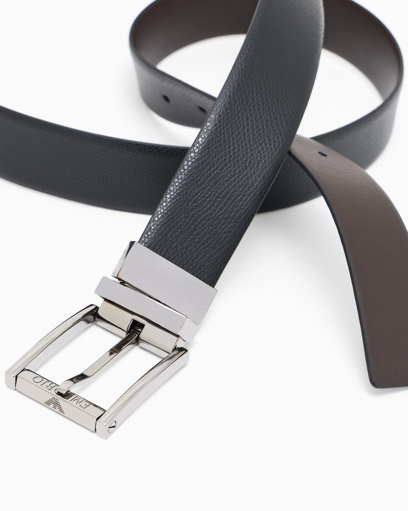 EMPORIO ARMANI Reversible leather belt with one side in palmellato leather outlook