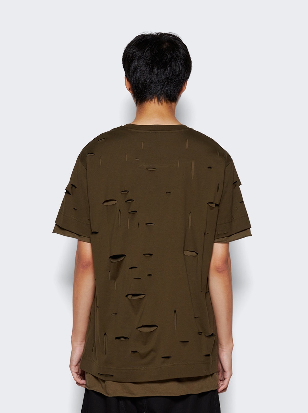 Destroyed Layered T-Shirt Khaki - 5