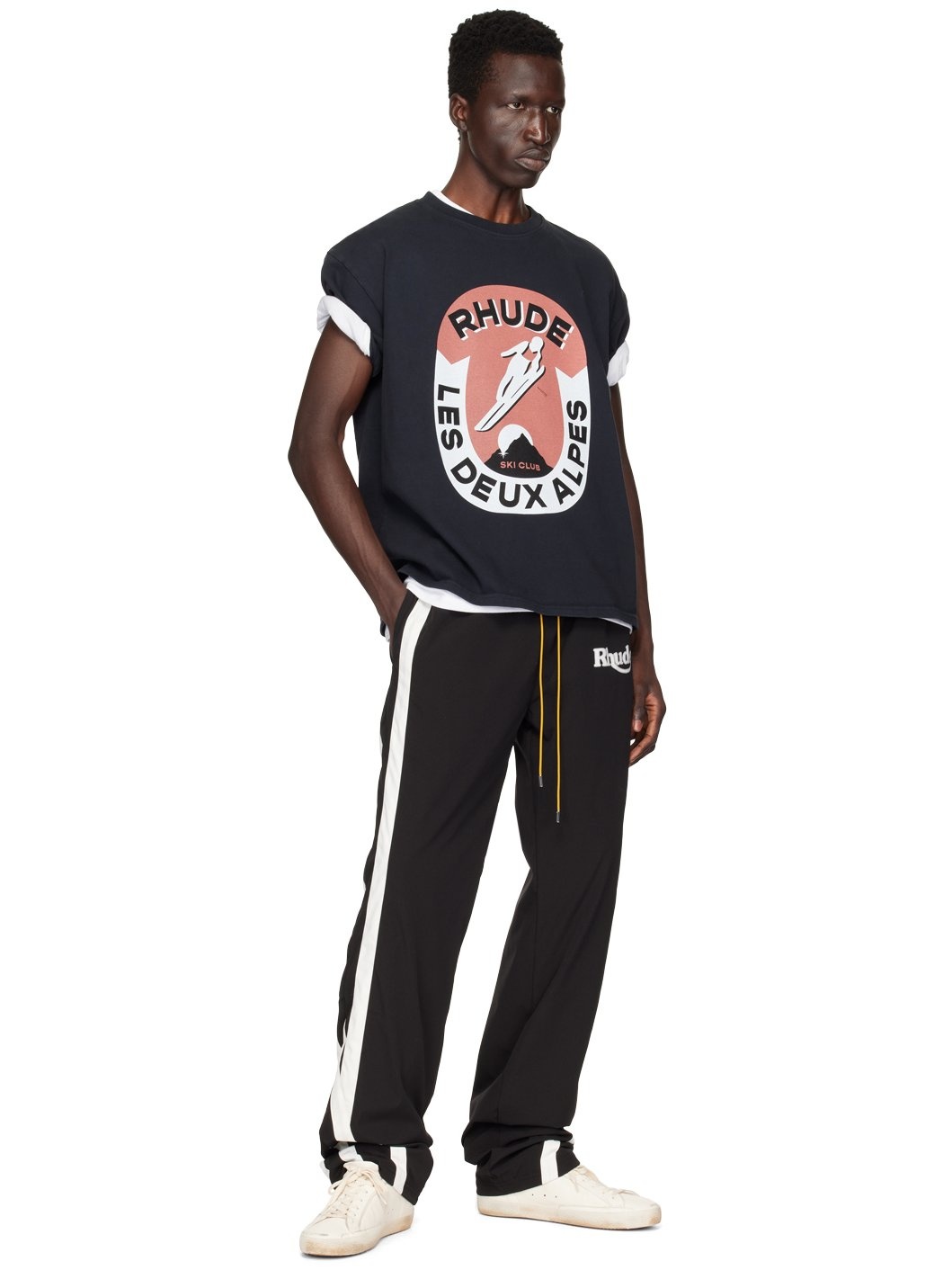 Black & Off-White Ski Track Pants - 4