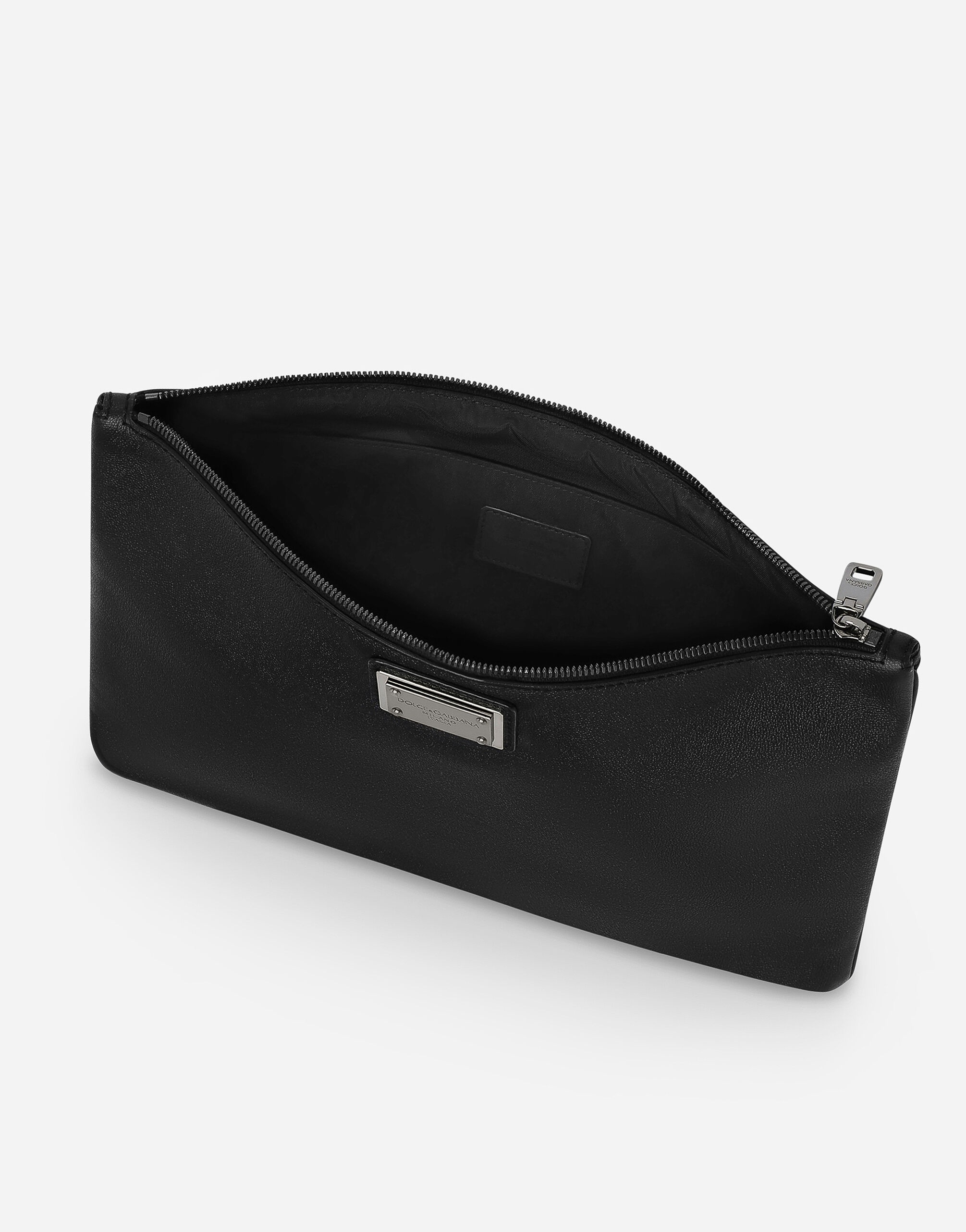 Medium-sized grainy calfskin and nylon pouch - 5
