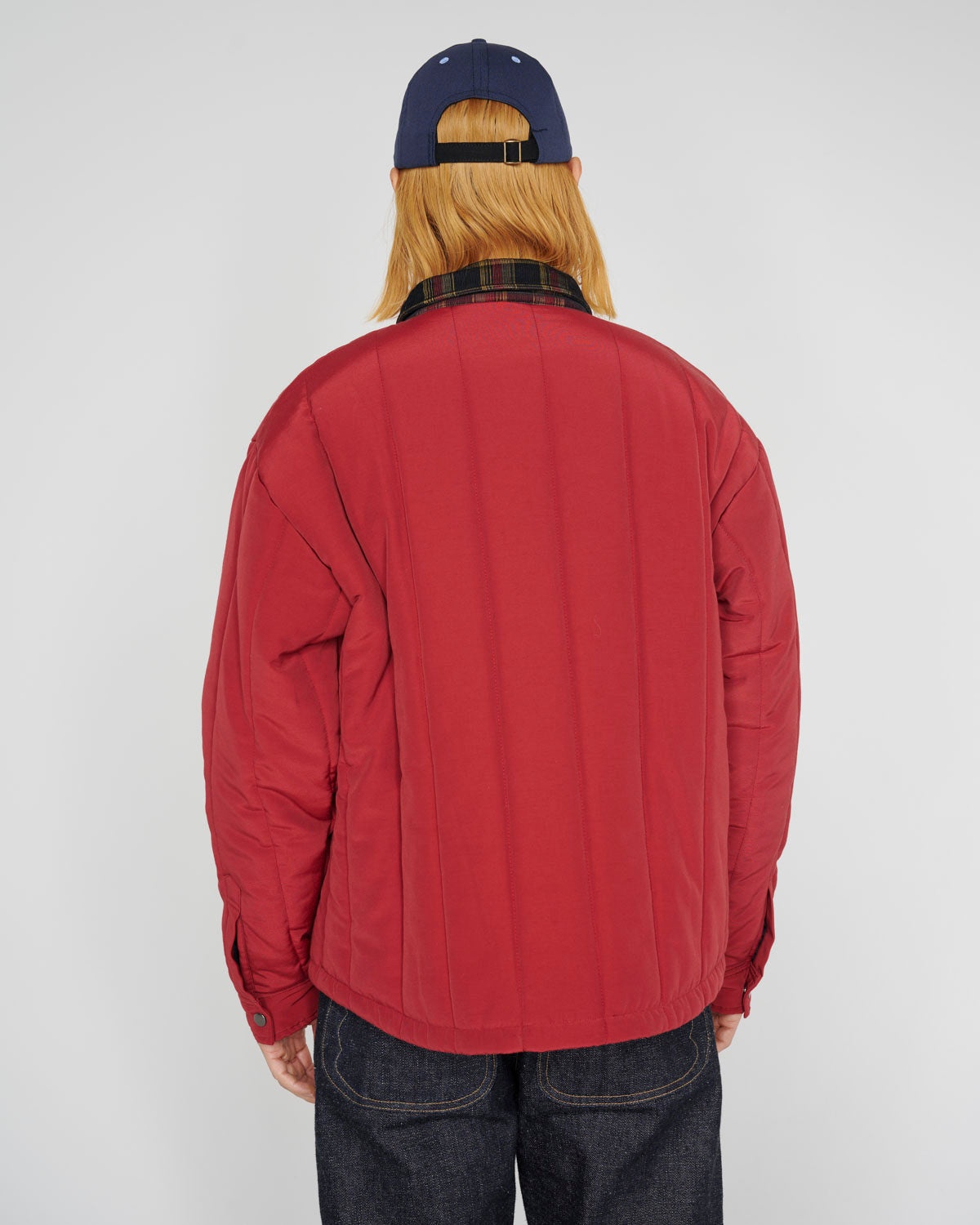 Puffer Button Up Shirt Jacket - Red - 7