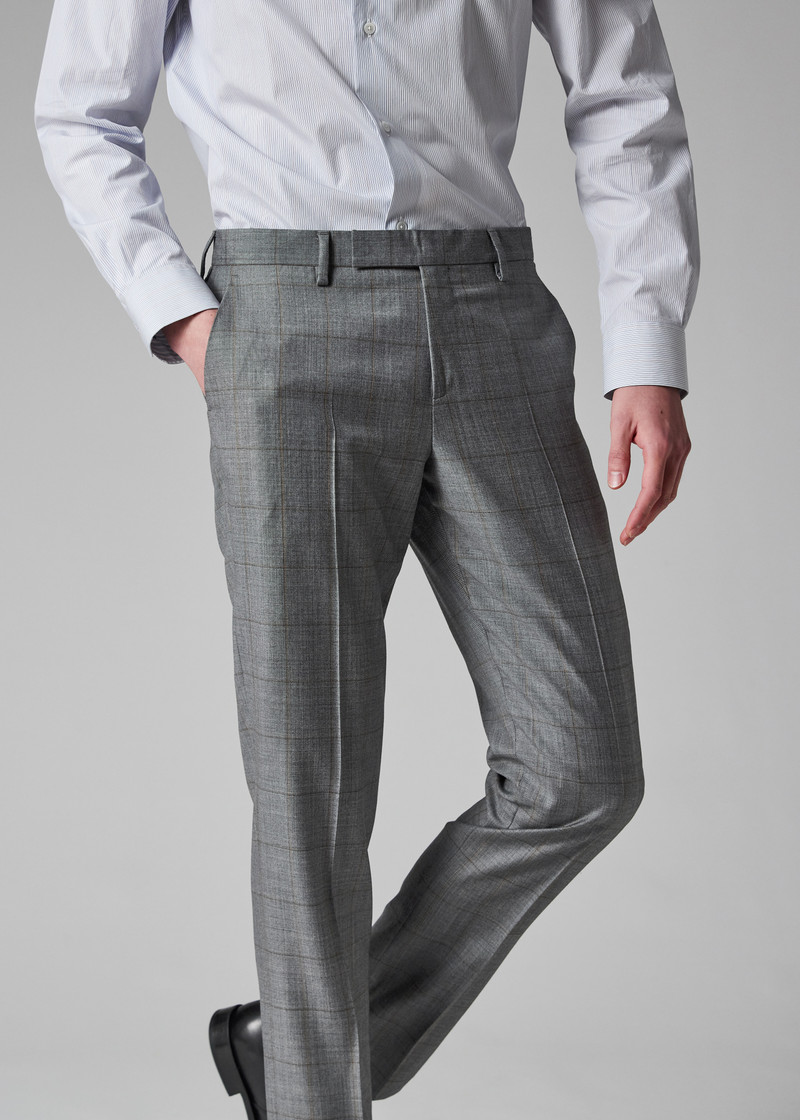 Grey Windowpane Check Wool Double-Breasted Suit 11