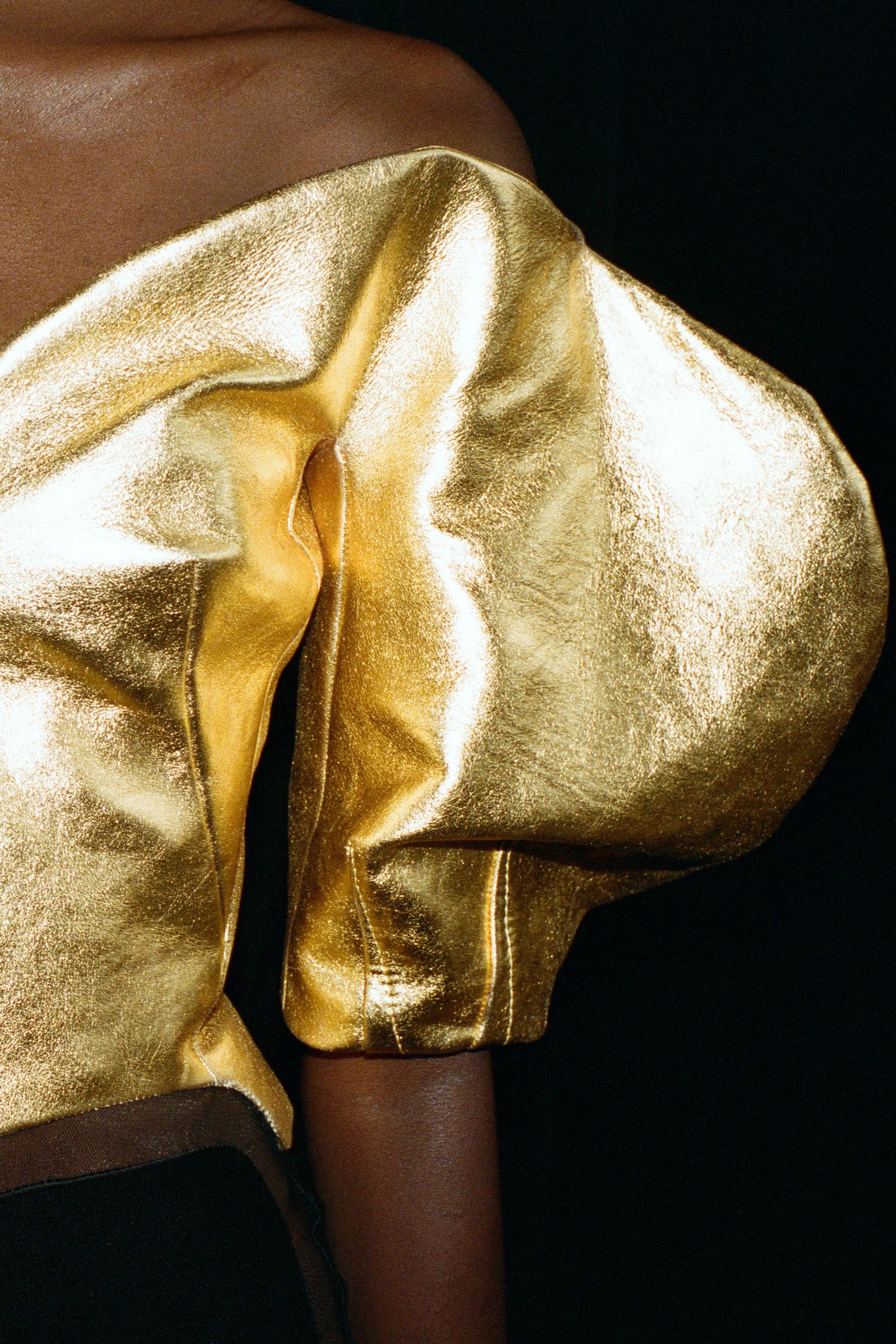Giulia Dress in Gold Metallic Nappa Leather & Silk Velvet - 4