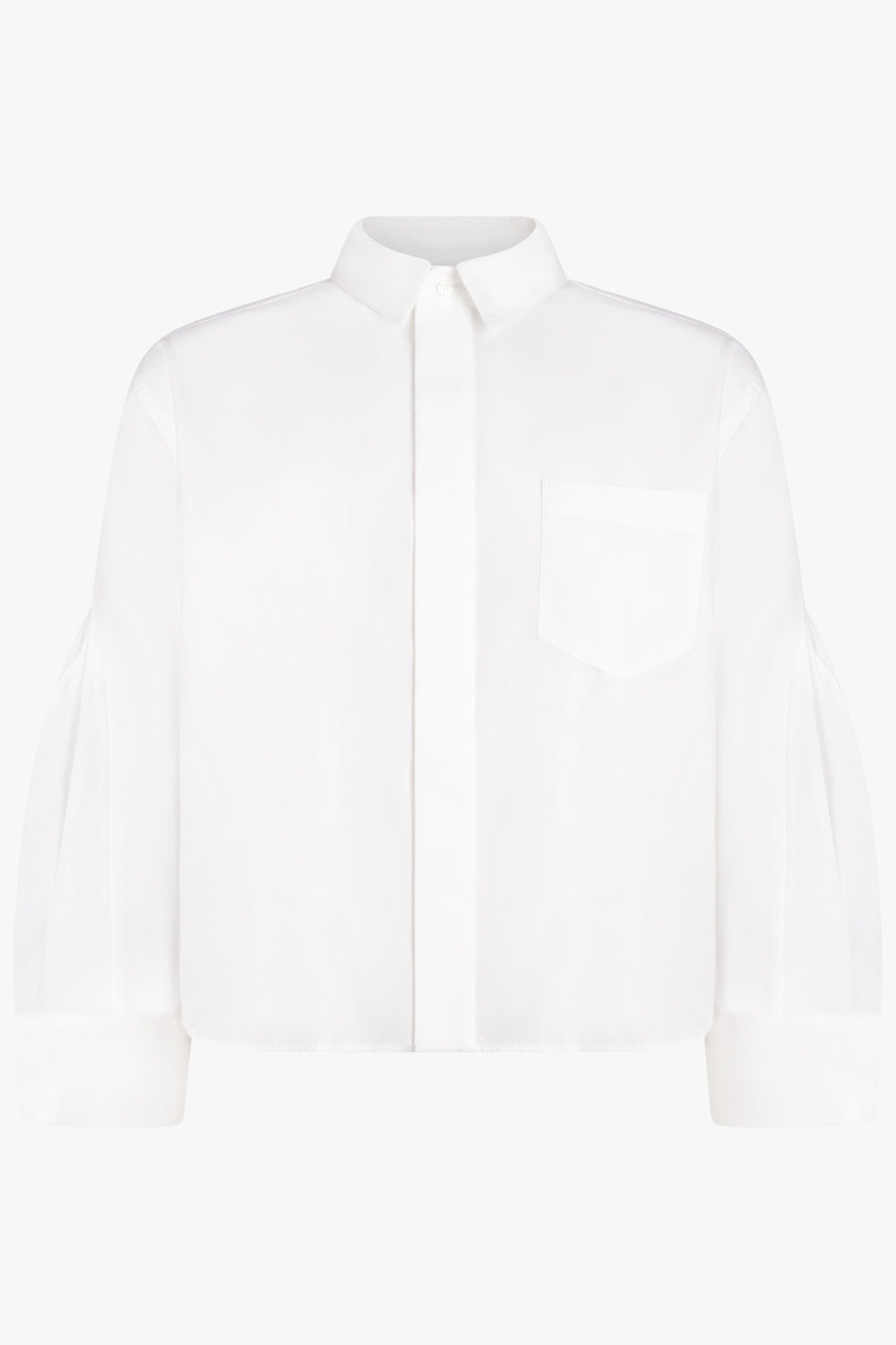 CROP SHIRT WITH BALLOON SLEEVE DETAIL | OFF WHITE - 1