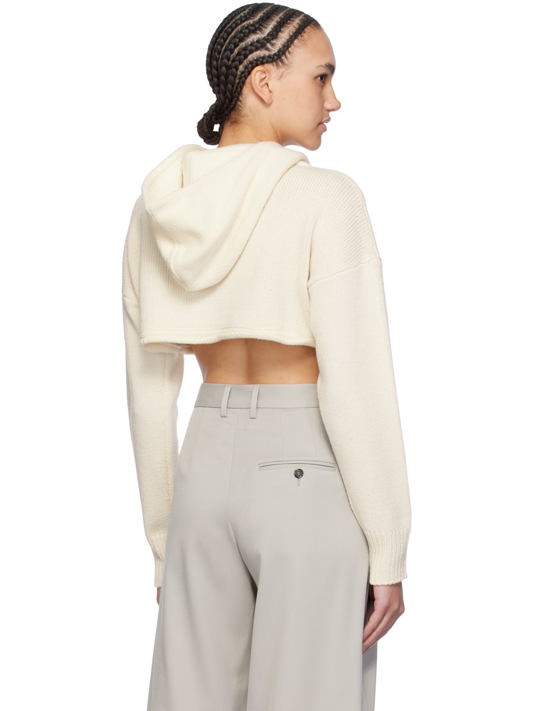 Off-White Cropped Hoodie - 3
