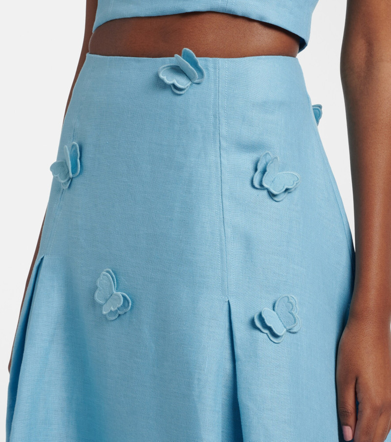 Patch-appliqué linen midi skirt 4