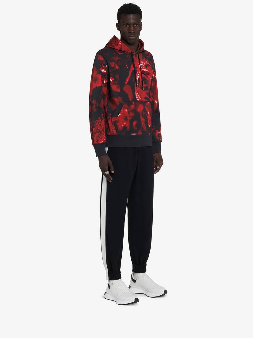 Men's Wax Flower Hooded Sweatshirt in Black/red - 4
