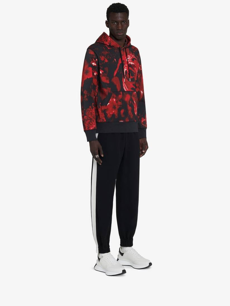 Men's Wax Flower Hooded Sweatshirt in Black/red 4