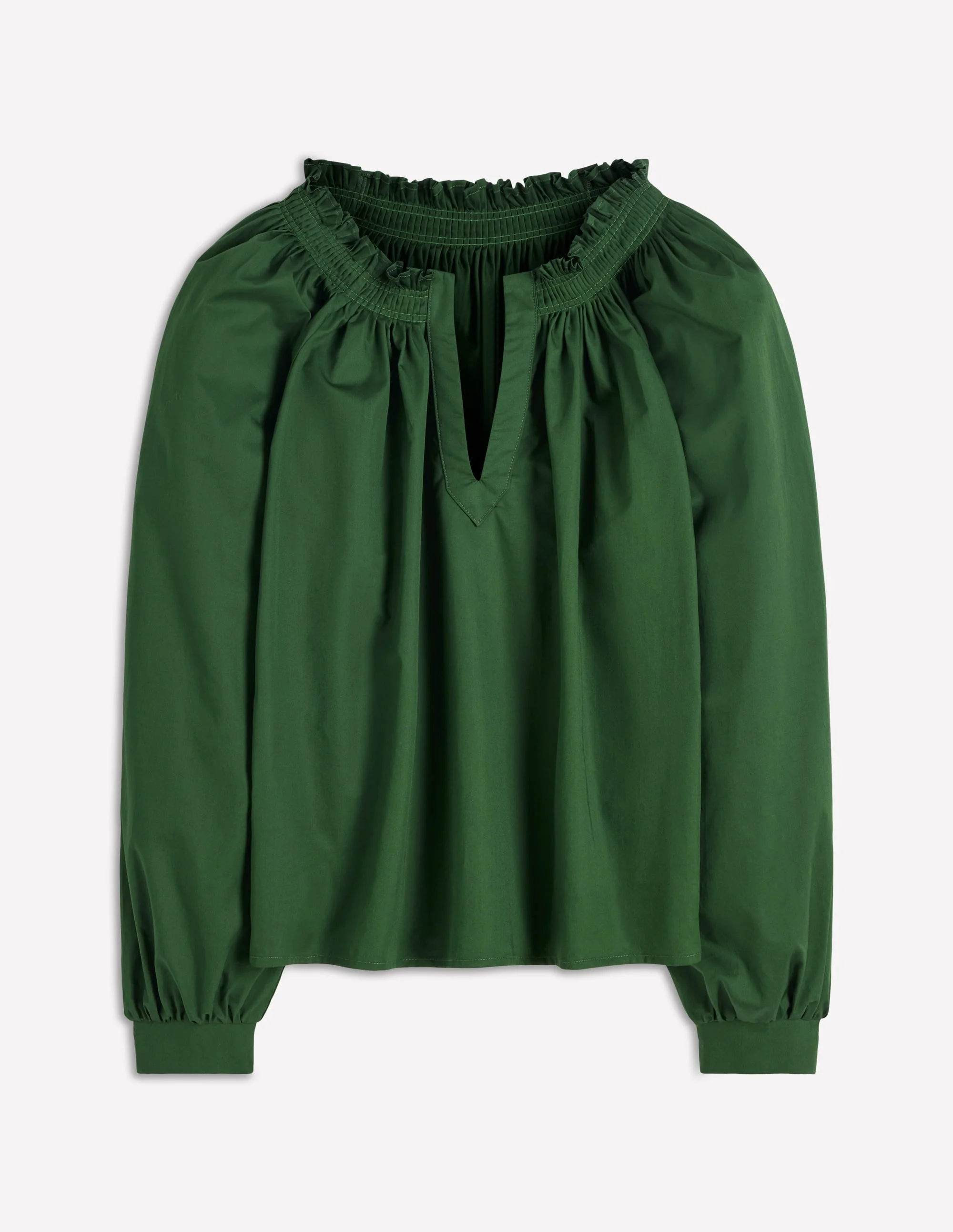 Serena Pleat Neck Top-Green Fir - 1