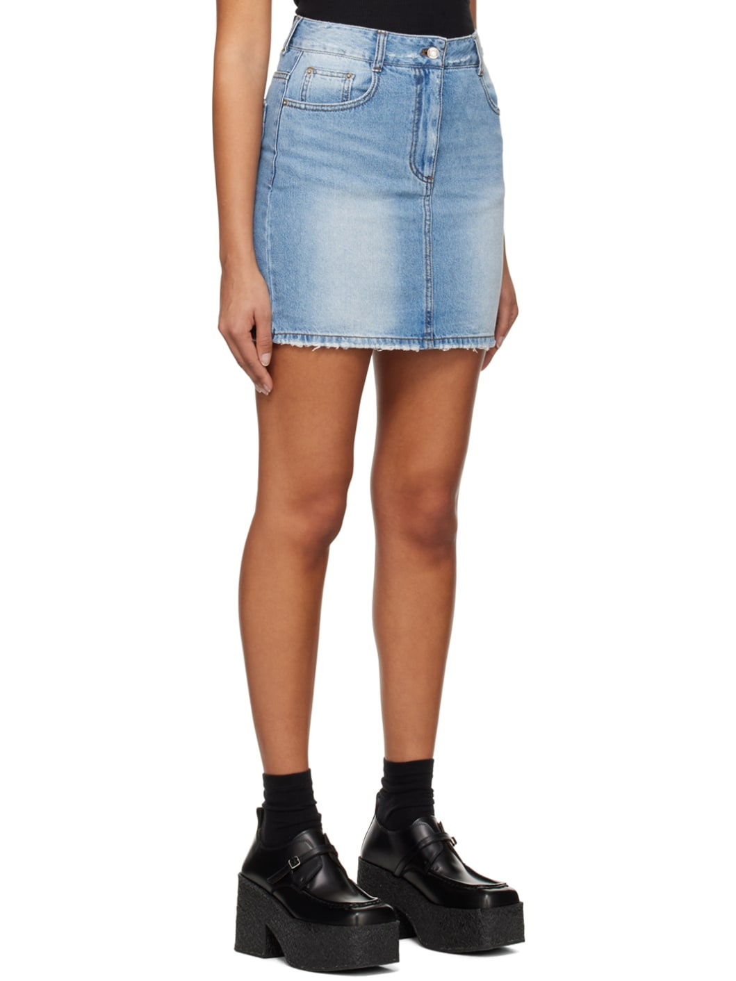 Blue Destroyed Denim Miniskirt - 2