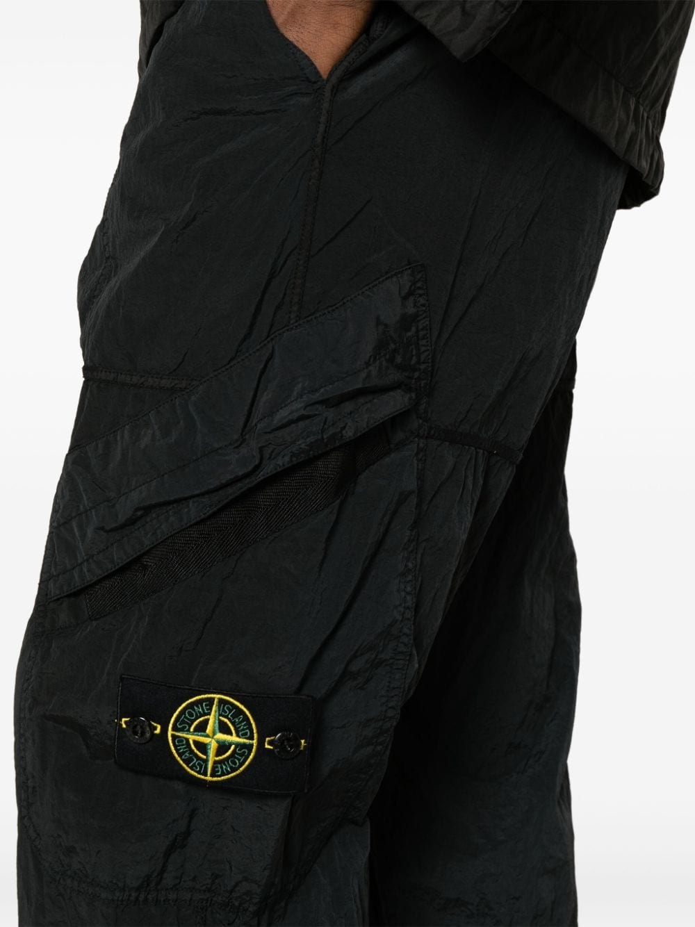 Compass-badge crinkled track pants - 5