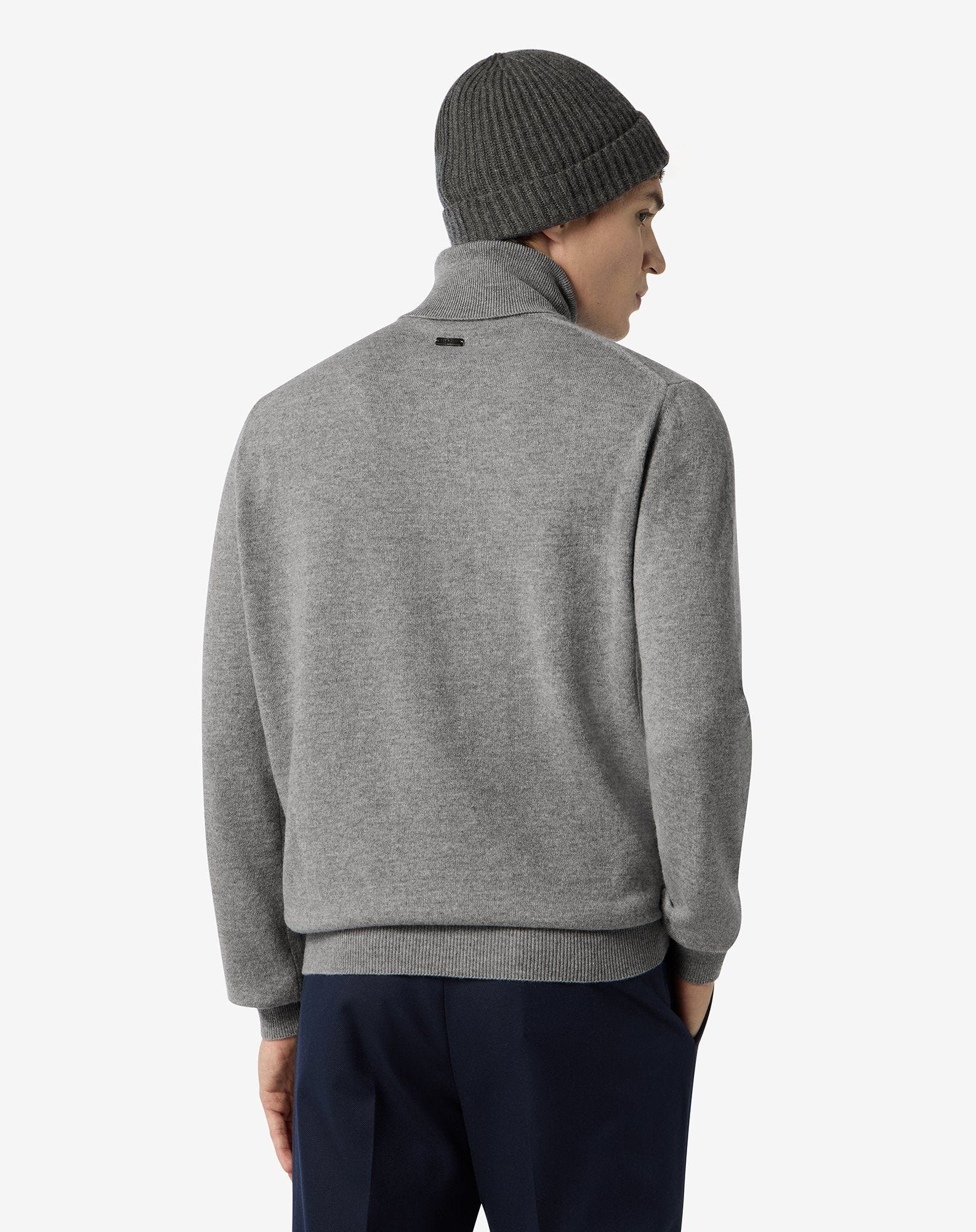 Melange grey wool and cashmere turtleneck - 3