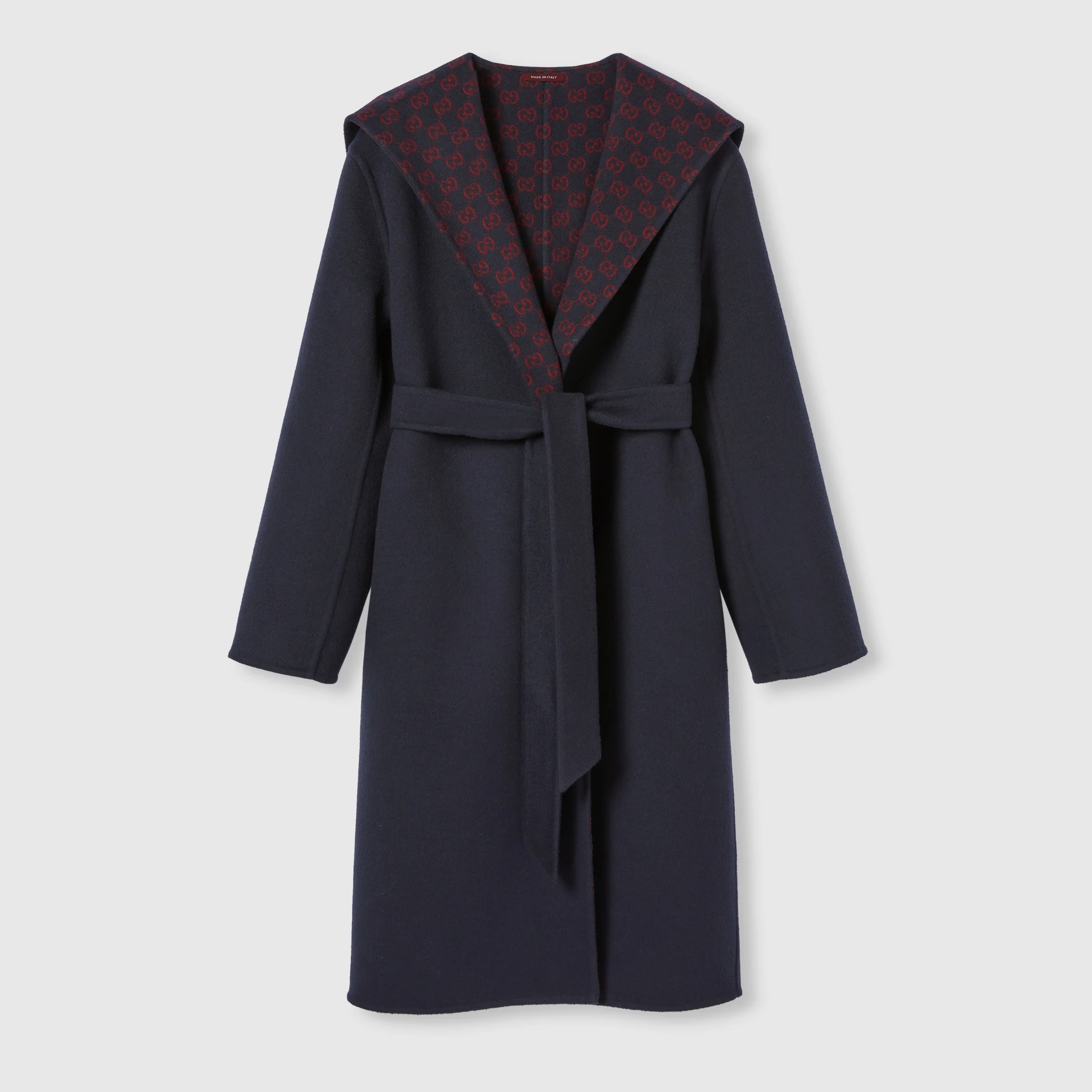 Reversible wool silk hooded coat - 1