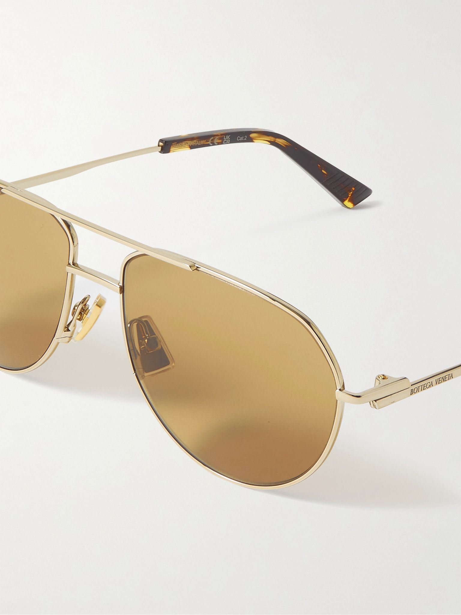 Aviator-Style Gold-Tone and Acetate Sunglasses Gold - 3