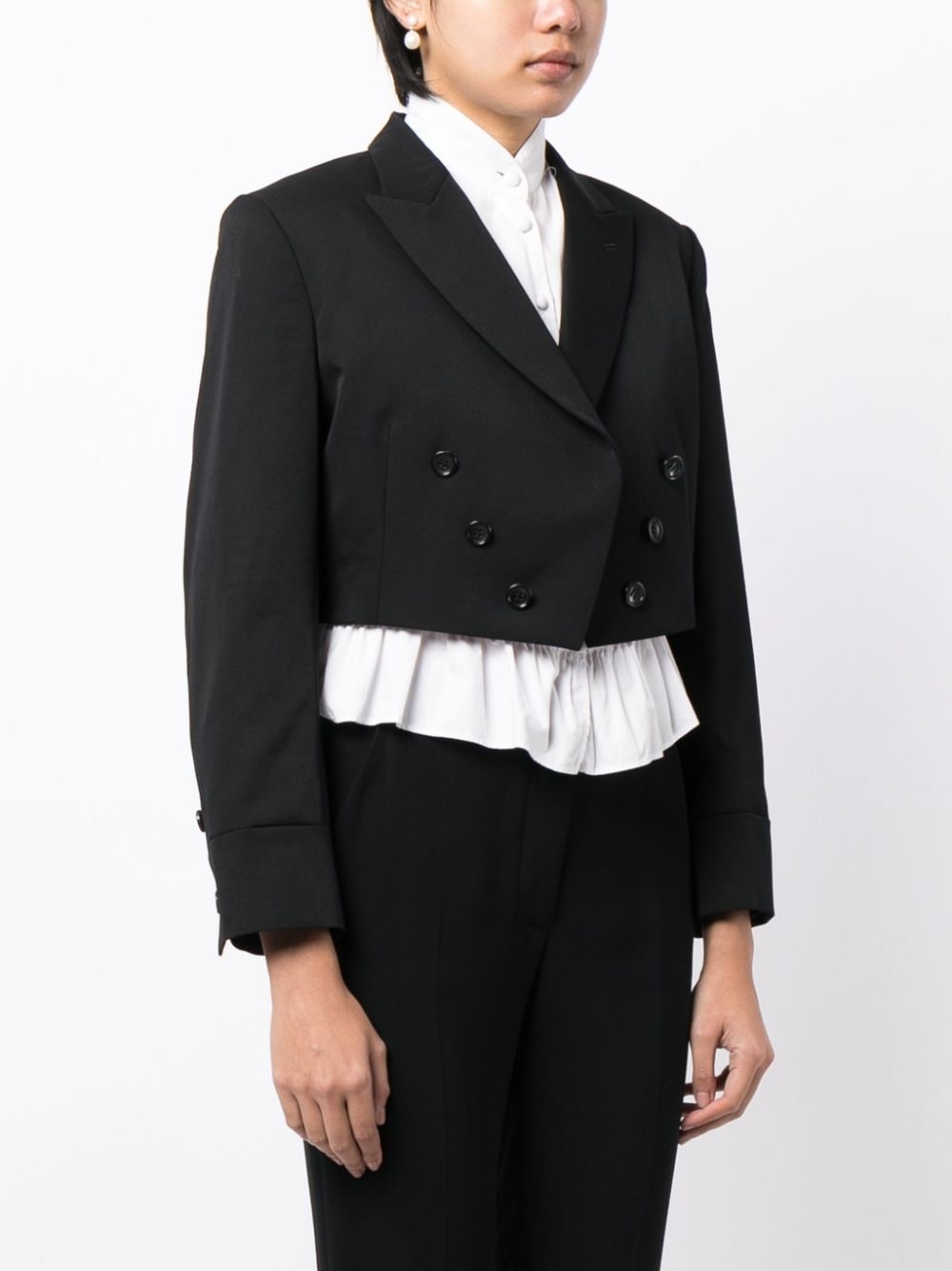 double-breasted cropped wool blazer - 3