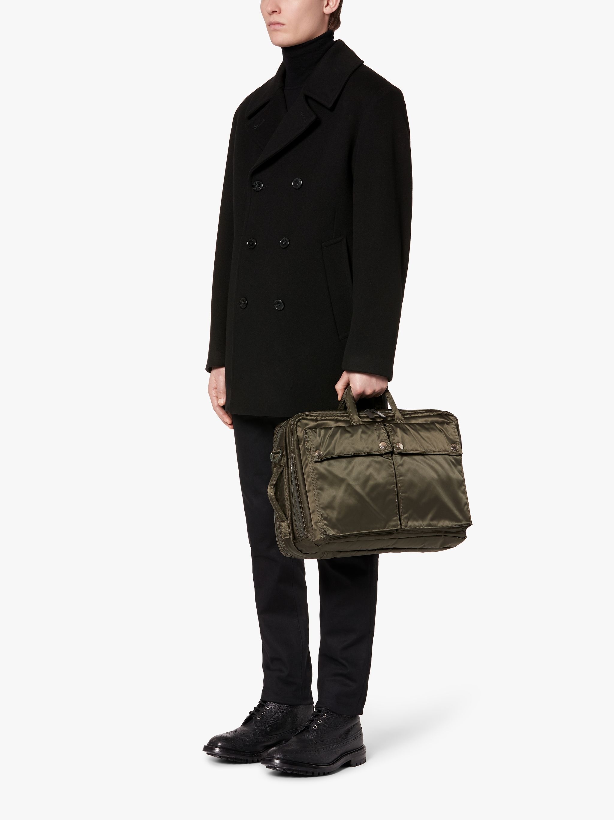 DALTON BLACK WOOL & CASHMERE PEA COAT | GM-1075F - 4