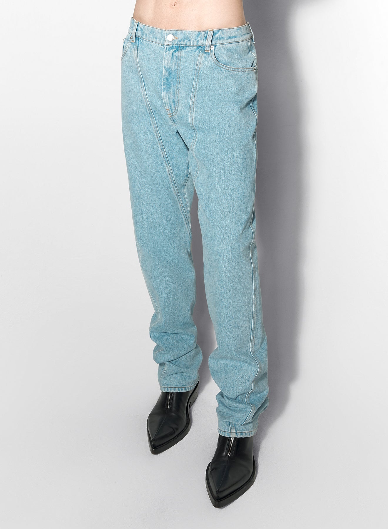 blue straight leg jeans - 4