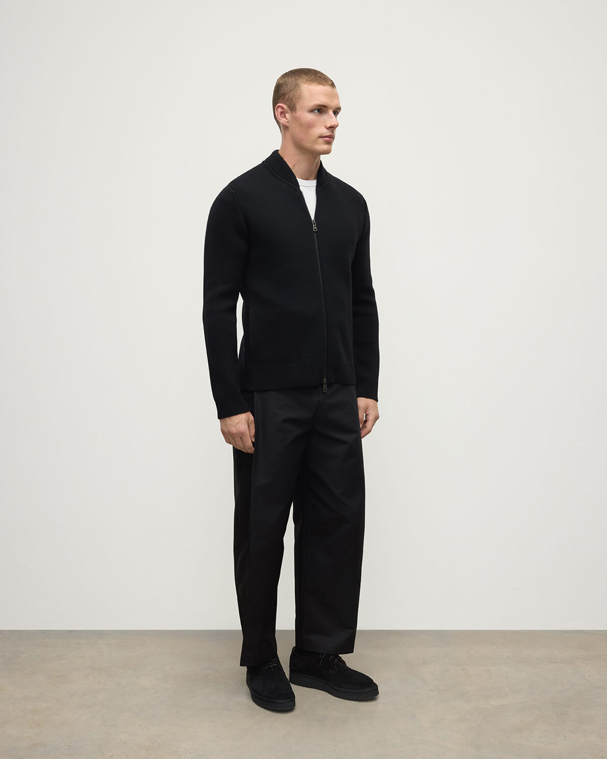 Cashmere Milano Stitch Black Zip Jacket - 3