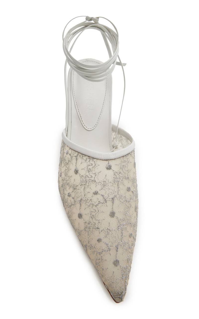 REIKE NEN Exclusive Riviera Bit Convertible Floral-Mesh Mules silver outlook