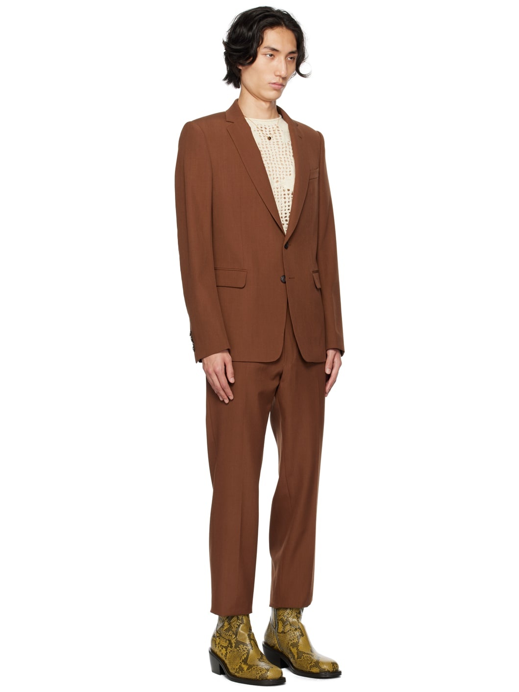 Orange Notched Lapel Suit - 2