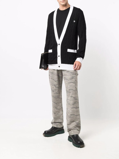 Balmain logo-embroidered cable-knit cardigan outlook