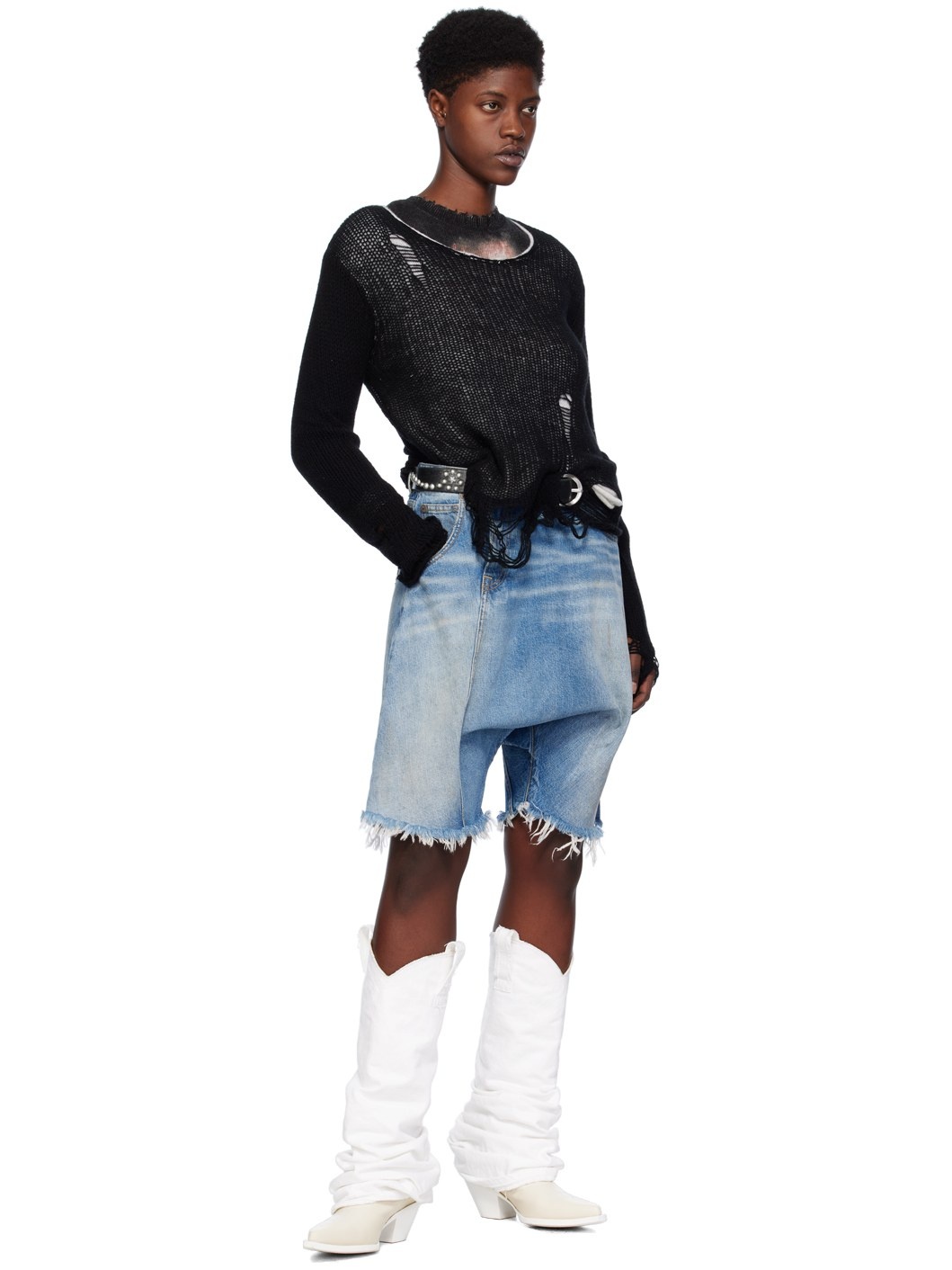 SSENSE Exclusive Blue Twister Denim Shorts - 5