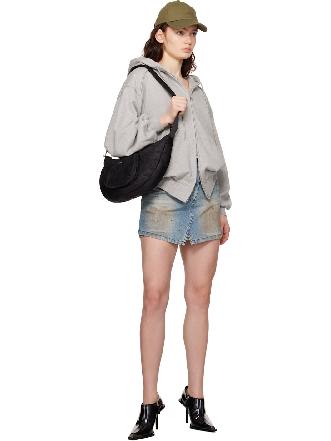 Blue Tilted Denim Miniskirt - 4