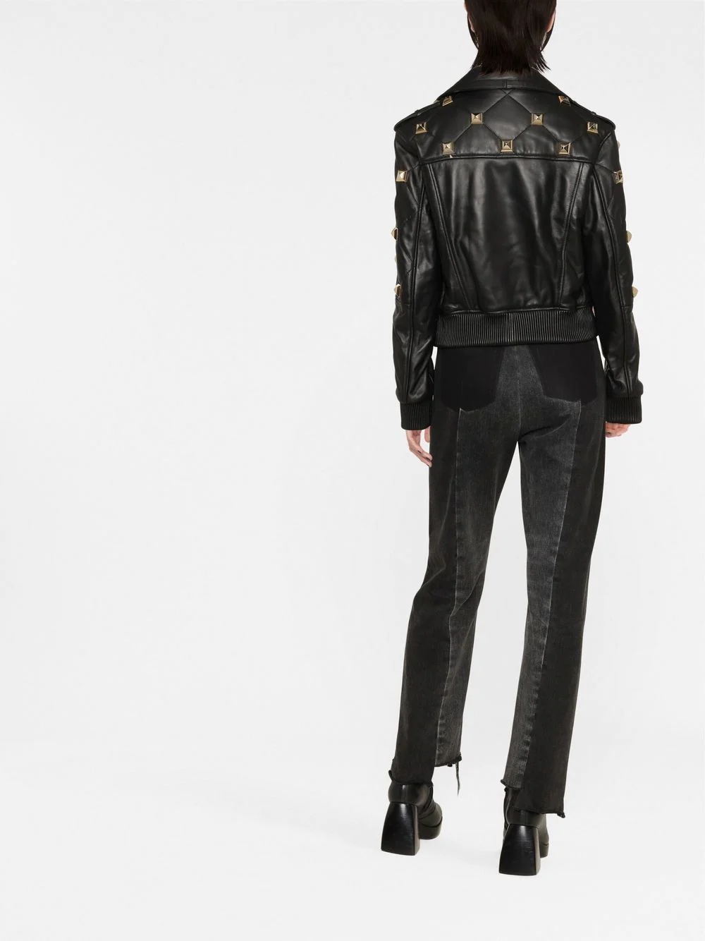 studded leather bomber jacket - 4