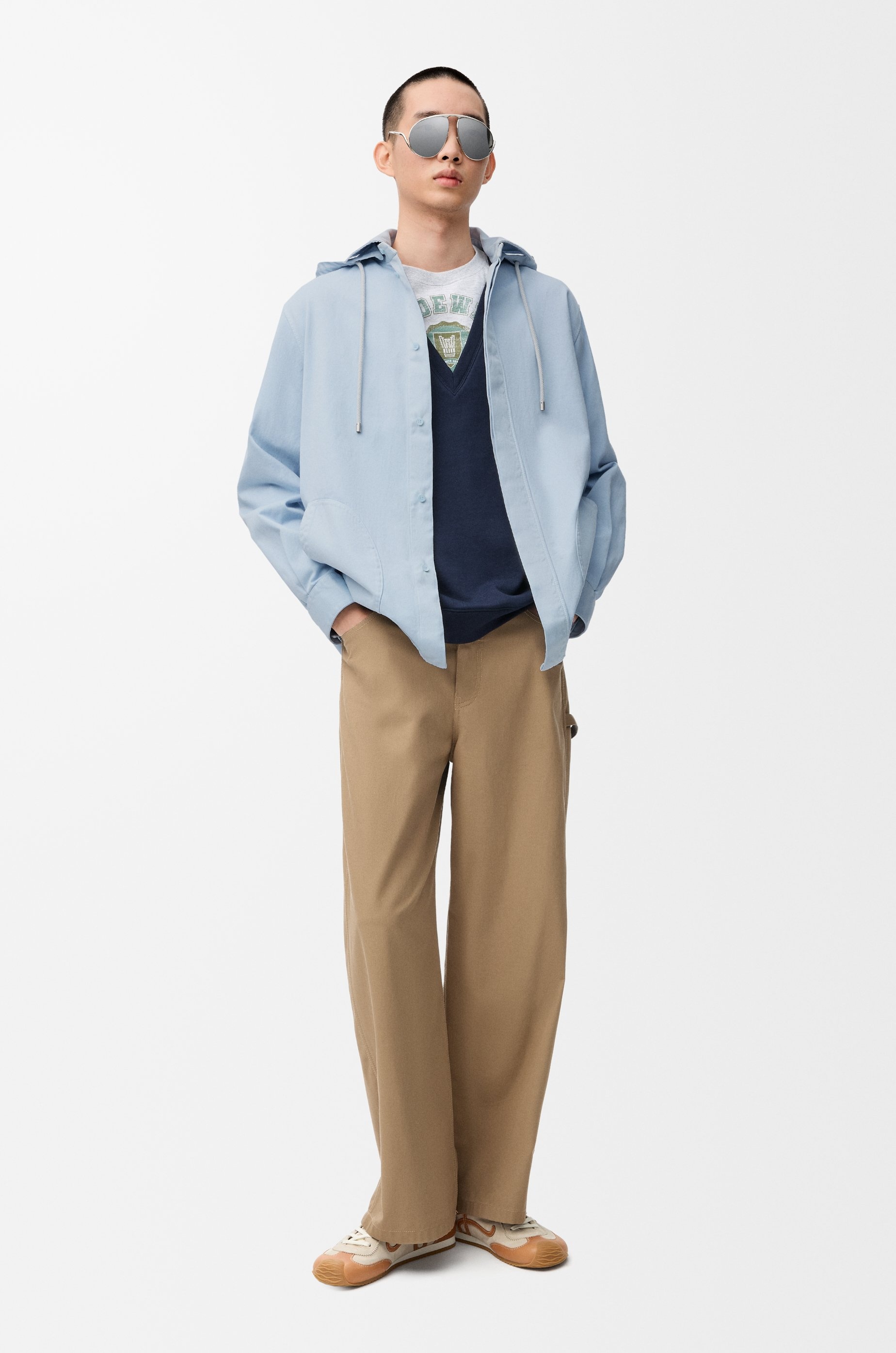Hooded overshirt in cotton - 2