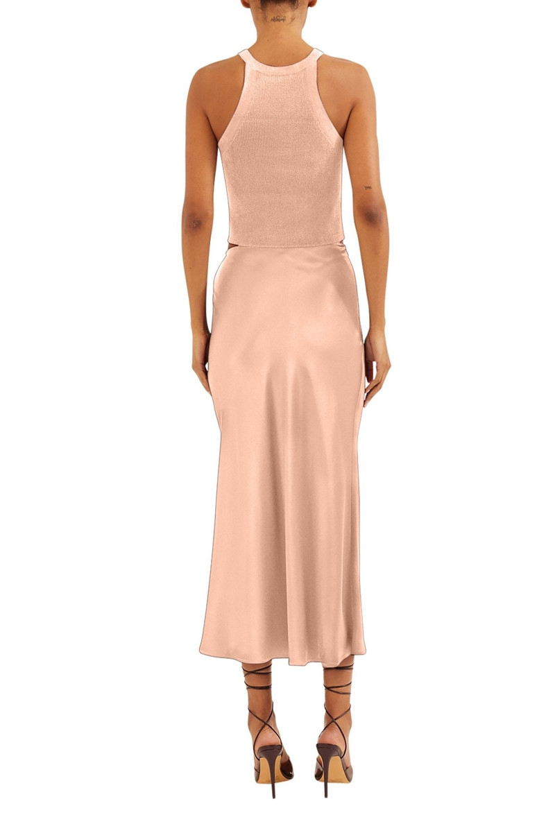 LAPOINTE Satin Draped Tab Skirt With Slit outlook