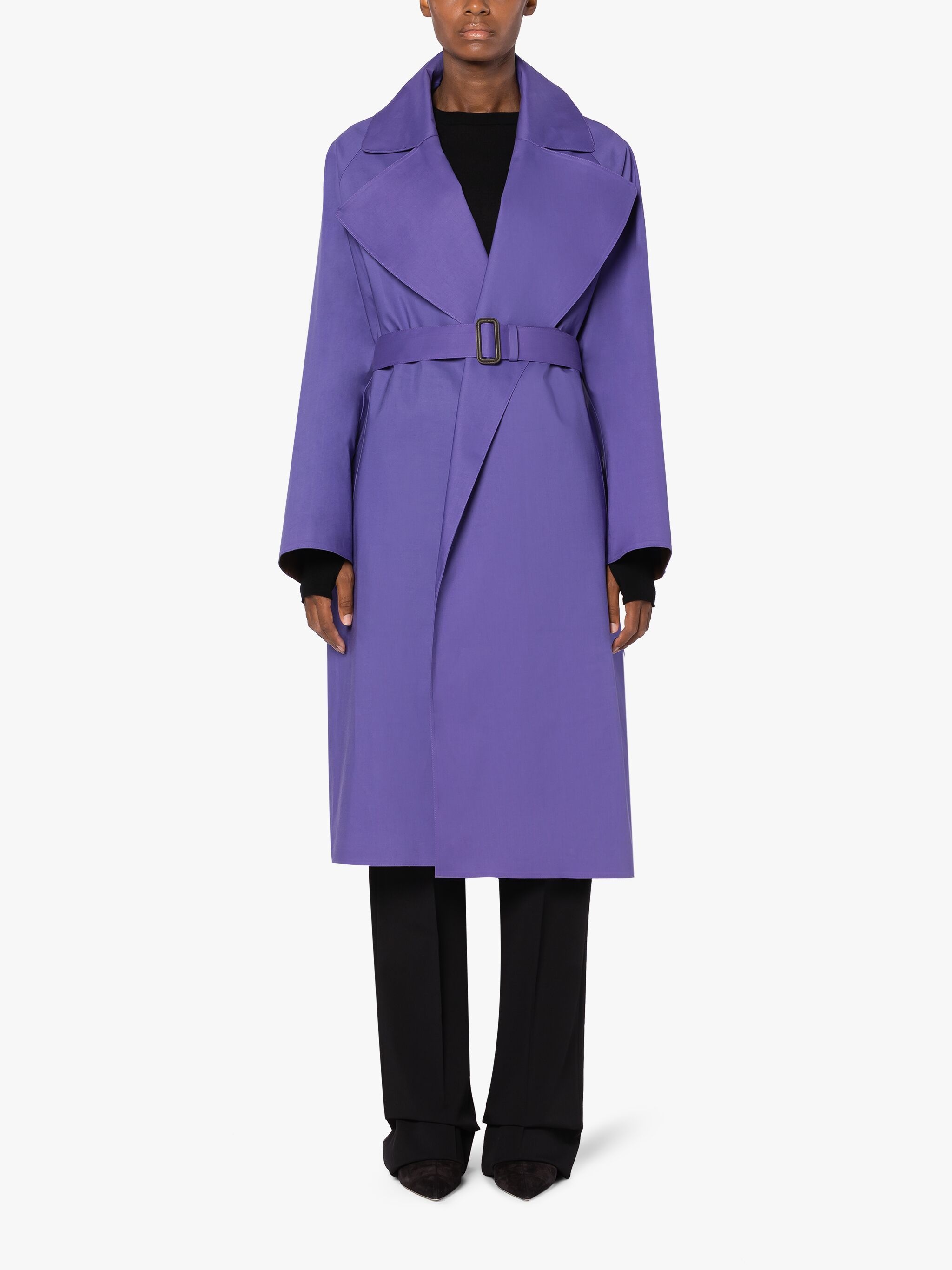 KINTORE PURPLE BONDED COTTON TRENCH COAT - 3
